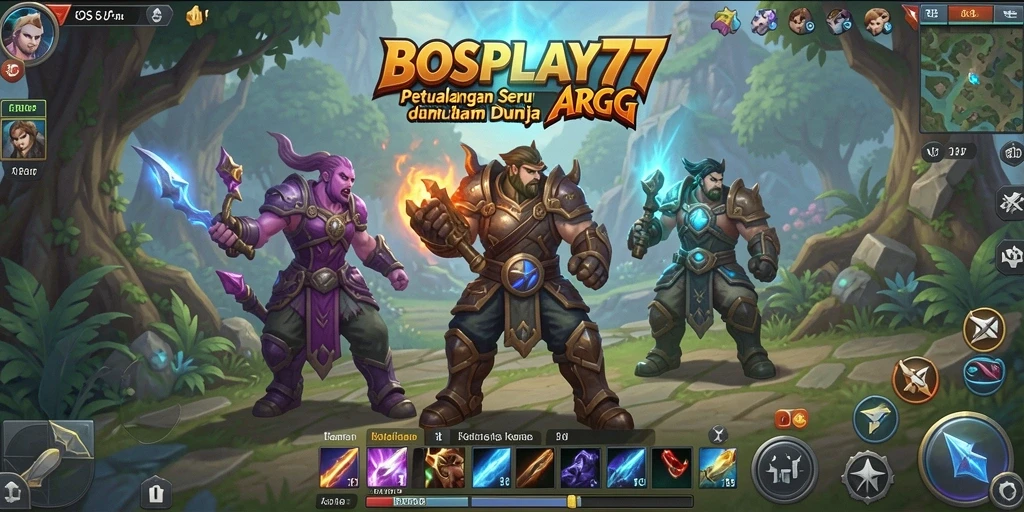 Tampilan gameplay menegangkan dalam BOSPLAY77 dengan karakter yang beraksi melawan monster.