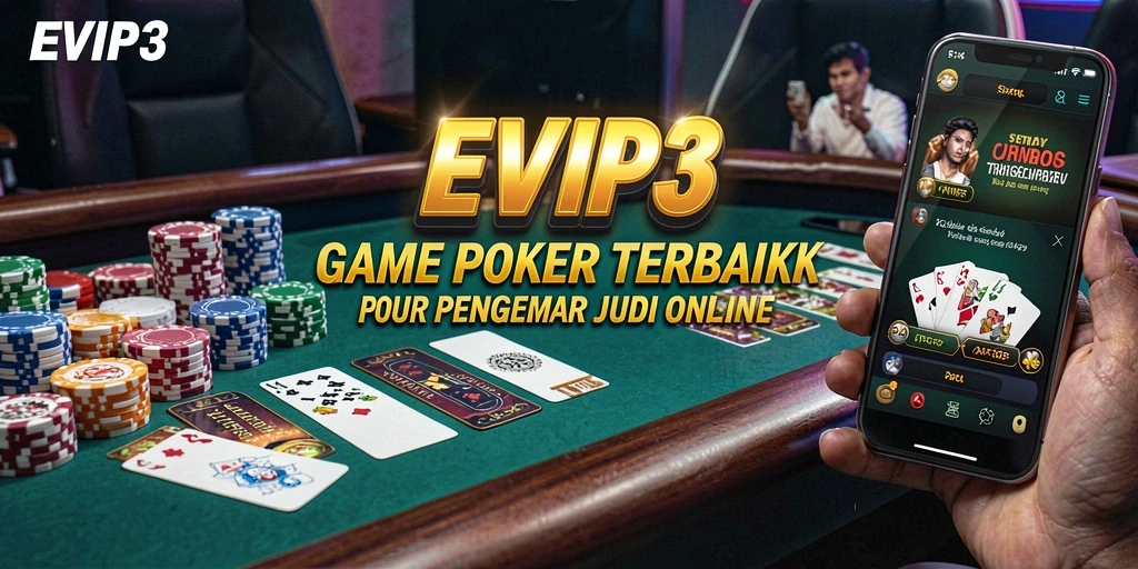 Tampilan utama gameplay <strong>EVIP3</strong> yang menampilkan permainan Poker yang seru.