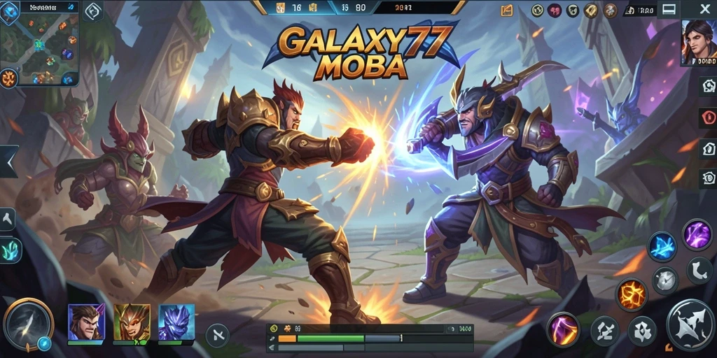 Tampilan gameplay seru dari GALAXY77 dengan aksi laga MOBA.