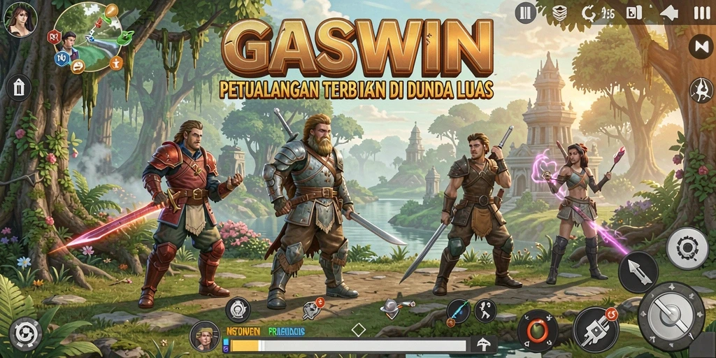 Screenshot menampilkan aksi petualangan di dunia luas GASWIN.