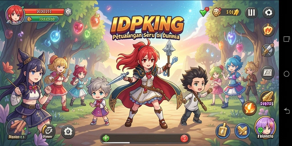 Tangkapan layar IDPKING menampilkan aksi seru dan karakter penuh warna.
