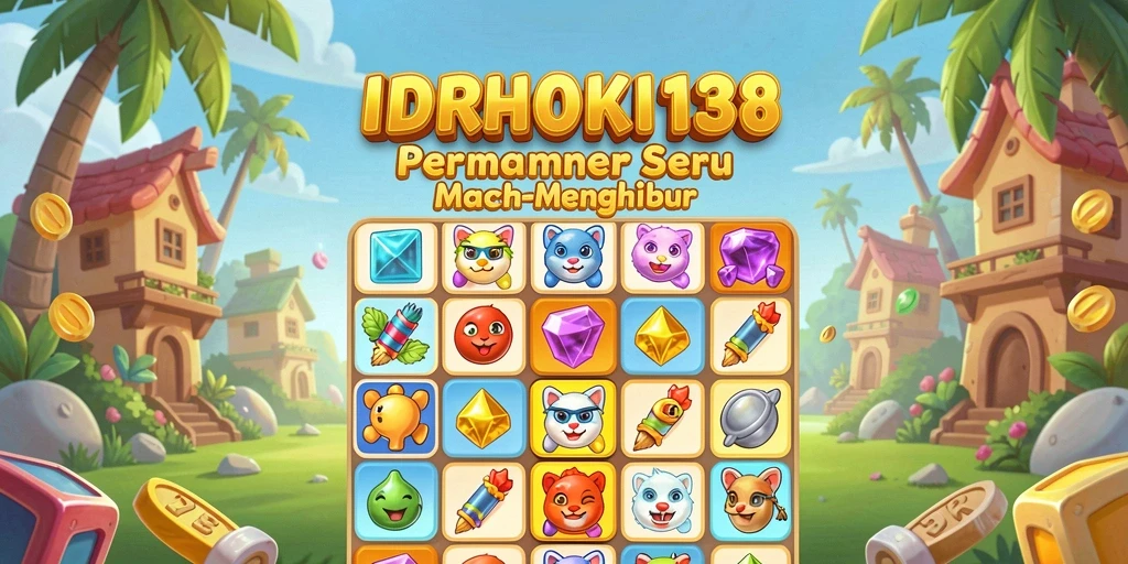Tampilan menarik gameplay Match-3 IDRHOKI138 yang penuh warna.
