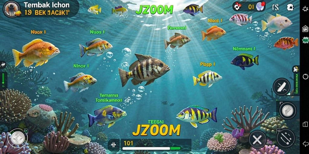 Tampilan gameplay J200M yang seru saat menembak ikan.