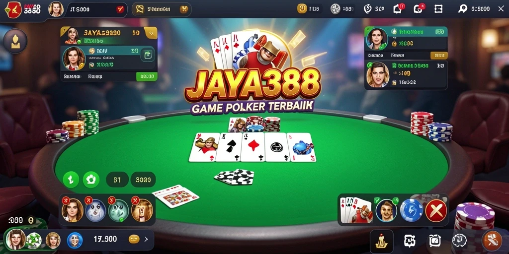 Tampilan antarmuka permainan poker yang menarik di JAYA388.