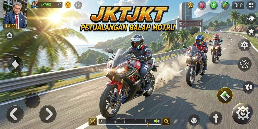 Tampilan gameplay seru dari balap motor di JKTJKT.
