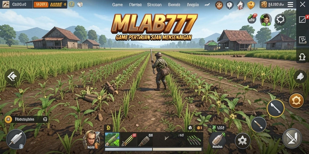 Screenshot gameplay MLBB777 menampilkan pengelolaan ladang pertanian.