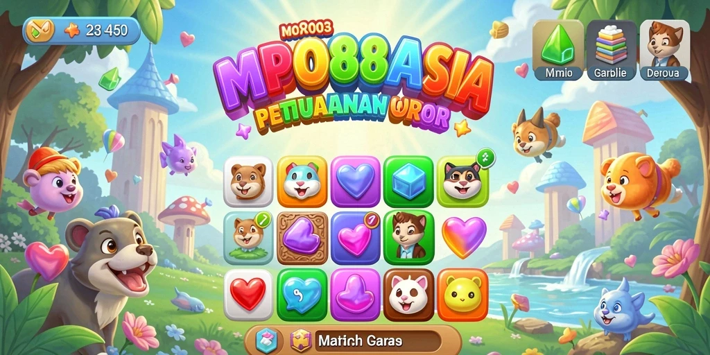 Tampilan gameplay seru MPO88ASIA dalam match-3 yang menantang.