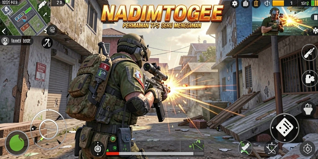 Screenshot gameplay NADIMTOGEL menampilkan aksi mendebarkan dalam mode TPS.