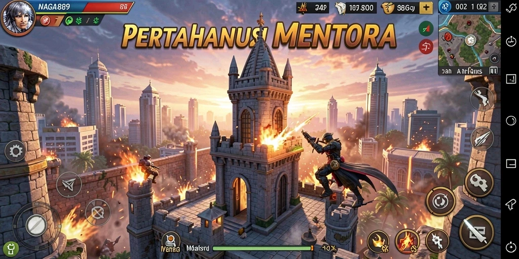 Tampilan gameplay NAGA889 dalam aksi Tower Defense yang mendebarkan.