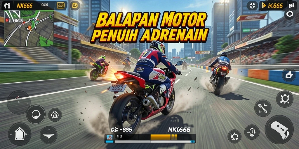 Gameplay seru dengan balapan motor yang menggebu-gebu.