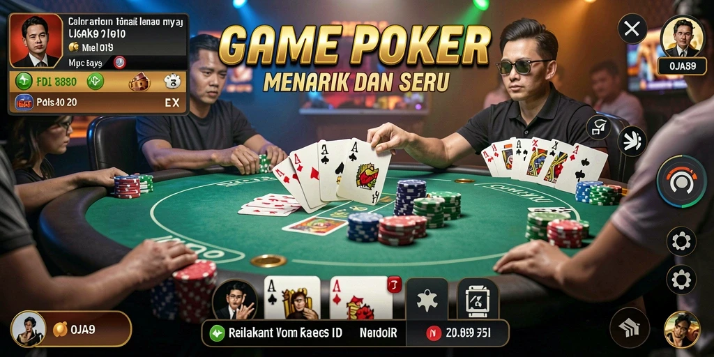 Screenshot gameplay poker OJA89 menampilkan aksi mendebarkan dan grafik yang menawan.