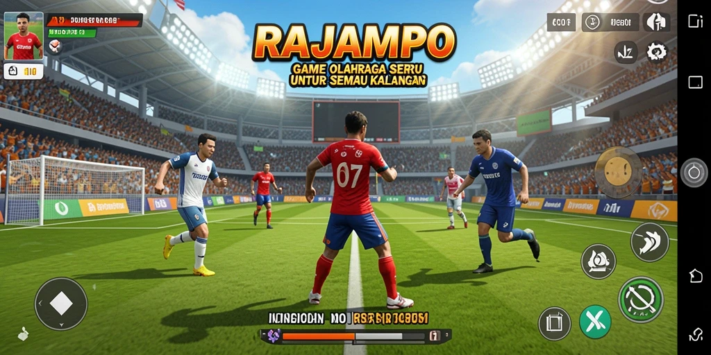 Screenshot gameplay RAJAMPO menampilkan aksi olahraga yang mendebarkan.