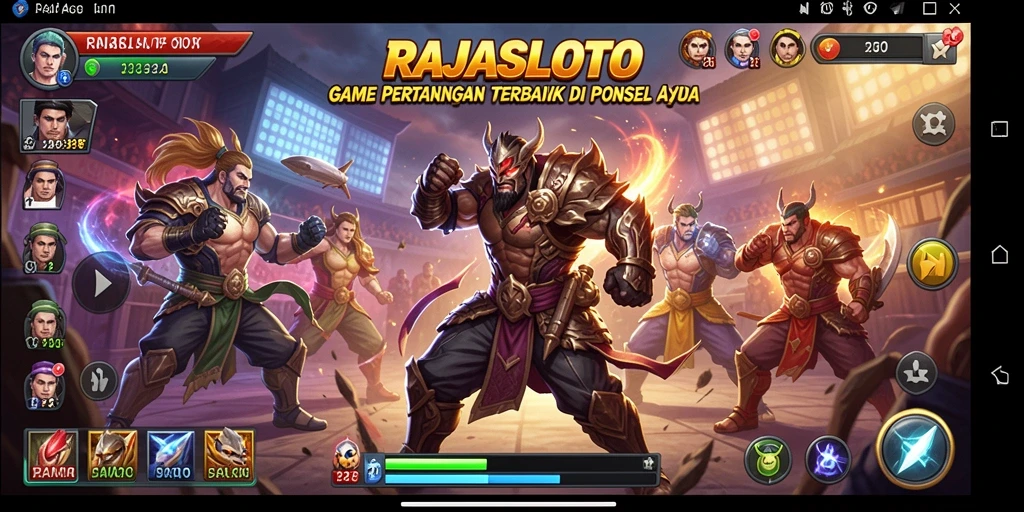Screenshot gameplay RAJASLOTO yang menampilkan aksi pertarungan intens.