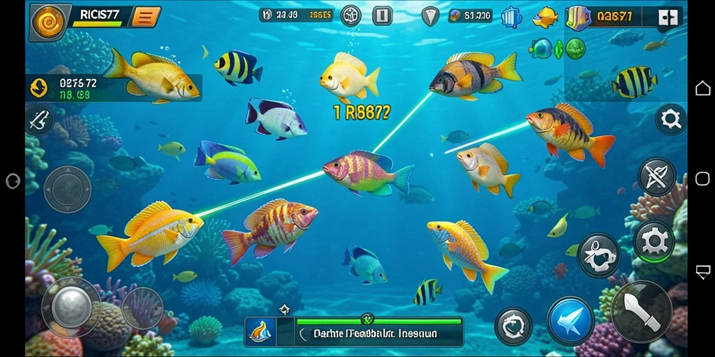 Screenshot gameplay RICIS77 saat menangkap ikan.