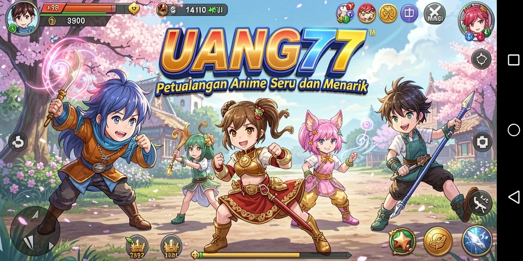 Screenshot menarik dari gameplay UANG77 dengan karakter anime yang futuristik.