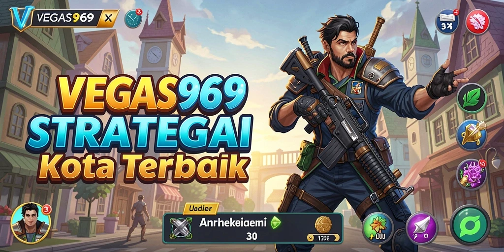 Tampilan gameplay menakjubkan dari VEGAS969 dengan desain kota yang detail.