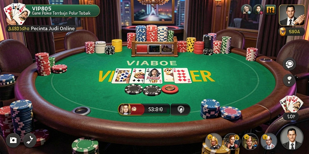 Screenshot VIP805 menunjukkan gameplay poker yang menarik.